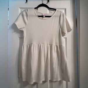 White Textured maternity Short Sleeve top